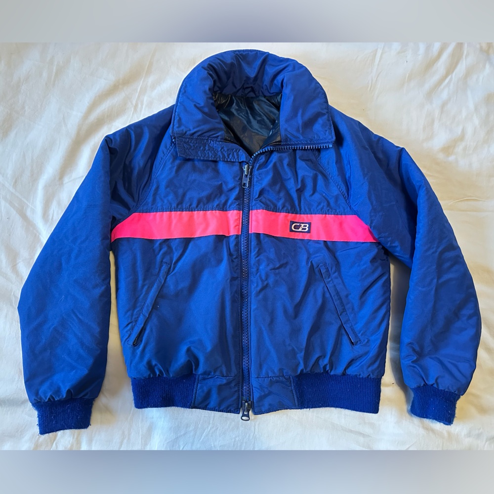 Vintage CB Sports Retro Puffy Ski Bomber Jacket Blue Women’s Medium Full Zip